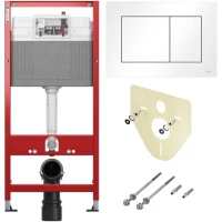 Инсталляция для унитаза Tece TECEnow + TECEbase 2.0 9400413 с кнопкой смыва, белый      