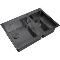 Кухонная мойка Zorg LUX 78-2-51-L GRAFIT 78x51 см, графит