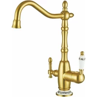 Смеситель для кухни Zorg ZR 312 YF-50-GOLD SATIN с подключением к фильтру, золотой матовый