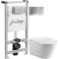Комплект подвесной унитаз MEER MR-2102 + система инсталляции Jacob Delafon E5504-NF + E4316-CP