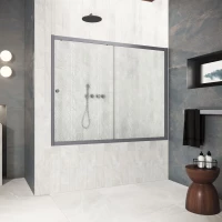 Шторка на ванну Vegas Glass ZV Protec 170 06 02 170 см, профиль оружейная сталь матовый, стекло шиншилла