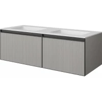 Тумба с раковиной Armadi Art Quatro Luna Fuga 790-M2-140(70+70)-R-L-A-L + 793-140-2-W 141 см, подвесная, с подсветкой, серый матовый