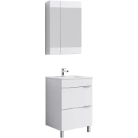 Комплект мебели белый глянец 61 см Aqwella Brig Br.01.06/2//W + 27181 + Br.04.06/W