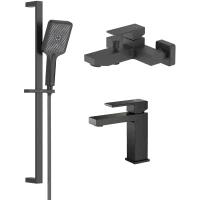 Комплект смесителей Aquatek Либра AQ1630MB с душевым гарнитуром, черный матовый