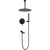 Душевой комплект Filarete Roun FL1022BL 300 мм, со смесителем, черный матовый
