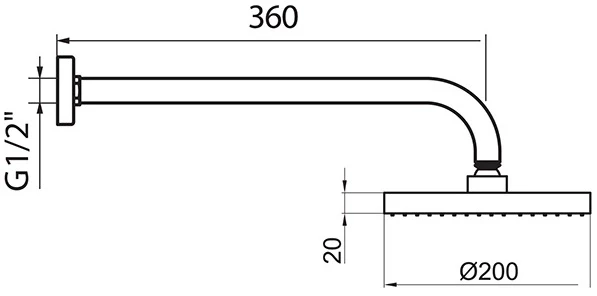 Верхний душ 200 мм Webert Accessori AC0013015PVC - фото 2