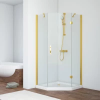 Душевой уголок Vegas Glass AFA-Pen NOVO 110 03 crystalvision R 110x110 см R, профиль золотой матовый, стекло прозрачное