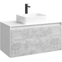 Тумба белый глянец/бетон светлый 100 см Aqwella 5 Stars Mobi MOB0110W/MOB0710BS/T