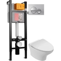 Комплект подвесной унитаз Jacob Delafon Nouvelle Vague EDJ102-00 + E20069-00 + система инсталляции Jacob Delafon E33131RU-NF + E20859-CP-MTC