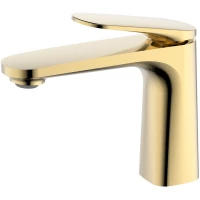 Смеситель для раковины AQUAme Imola AQM6710BG без донного клапана, золотой матовый