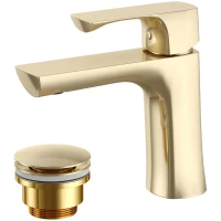 Смеситель для раковины Lemark Ursus LM7206BG с донным клапаном, золотой матовый