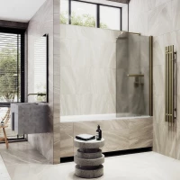 Шторка на ванну MaybahGlass MGV-790-2 80 см R, профиль бронза матовая, стекло бронза матовая