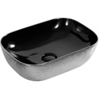 Раковина-чаша CeramaLux D1333H020 46x33 см, накладная, черный/серебро