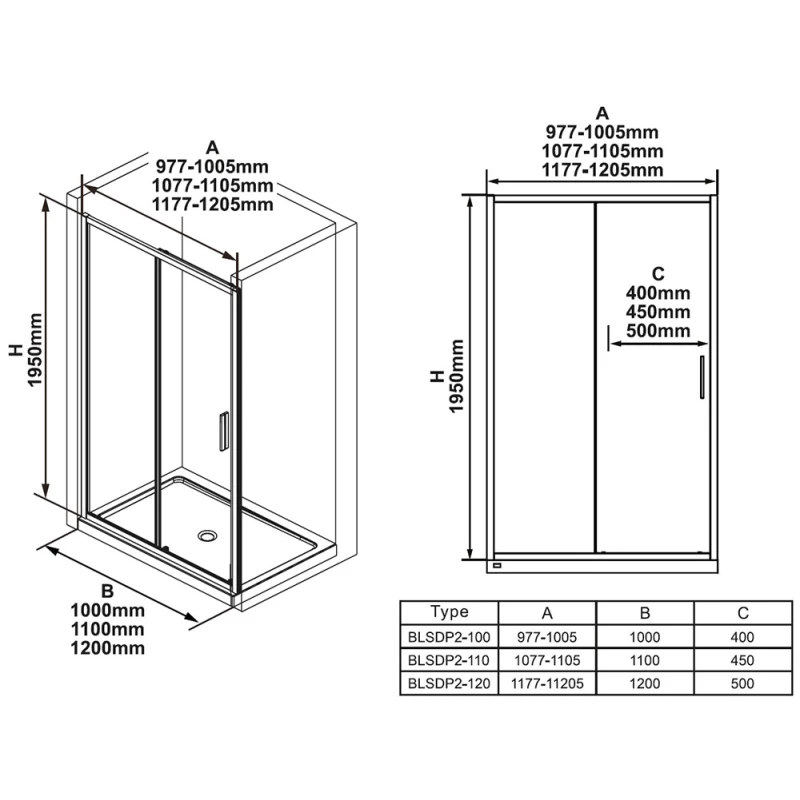 Душевая дверь 110 см Ravak Blix Slim BLSDP2 X0PMD0C00Z1 прозрачное