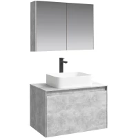 Комплект мебели бетон светлый 80 см Aqwella 5 Stars Mobi MOB0108BS + MOB0708BS + 4640021064269 + MOB0408 + MOB0717BS