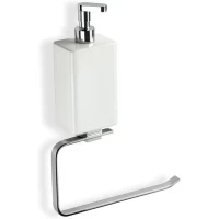 Полотенцедержатель кольцо с дозатором для жидкого мыла Stil Haus Gea GE79D(08) хром/белый