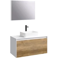 Комплект мебели белый глянец/дуб балтийский 100 см Aqwella 5 Stars Mobi MOB0110W + MOB0710DB + 641945 + SM0210