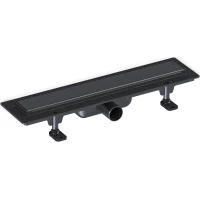 Душевой трап (лоток) Good Door ТЛ00044 45 см, с решеткой, 2 в 1 под плитку, черный матовый