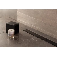 Душевой трап (лоток) Pestan Confluo Frameless Black Glass Line 13701203 55 см, с решеткой, щелевой, матовый хром/черный глянец