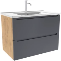 Тумба под раковину ЗОВ Дион D60GD 59 см, подвесная, графит матовый/дуб медовый