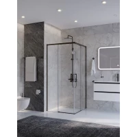 Душевой уголок Cezares Plane PLANE-A-2-100-C-GM 100x100 см, профиль оружейная сталь матовый, стекло прозрачное