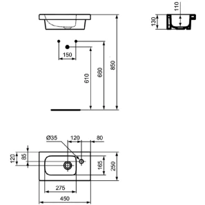 Изображение товара раковина 45x25 см ideal standard connect space e136101