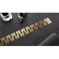 Душевой трап (лоток) Veconi Stesso Line VSL900G 90 см, с решеткой, перфорированный, золотой матовый
