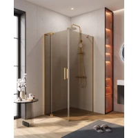 Душевой уголок Cezares Slider SLIDER-AH-1-90-90/100-BR-BORO 90-100x89,5 см, профиль золотой матовый, стекло бронза