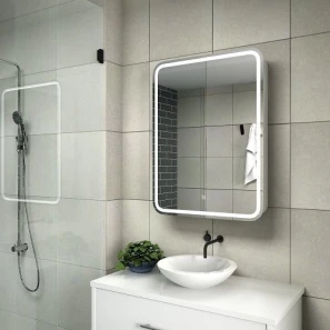 Изображение товара зеркальный шкаф 55x80 см белый матовый r art&max platino am-pla-550-800-1d-r-ds-f