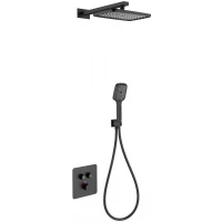 Душевой комплект Wonzon & Woghand WW-B4003-MB 300x200 мм, с термостатом, черный матовый