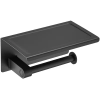 Держатель туалетной бумаги D-Lin D201509 с полкой для телефона, черный матовый 