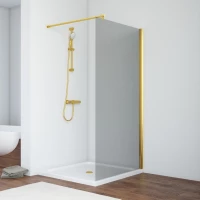 Душевая перегородка Vegas Glass EAF TUR NOVO 106 09 07 106 см, профиль золотой, стекло графитовое