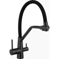 Смеситель для кухни Fmark FS0662-XH01 с подключением к фильтру, гибким изливом, черный матовый