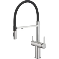 Смеситель для кухни Rose R358L с подключением к фильтру, гибким изливом, сатин