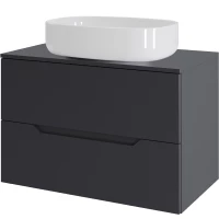 Тумба с раковиной Orange Line Li-70TugMDF+B08-600W 70,2 см, подвесная, со столешницей, графит матовый