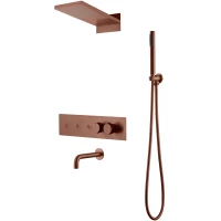 Душевой комплект Boheme Fusion 131-2-BRB 230 мм, с термостатом, бронза матовая