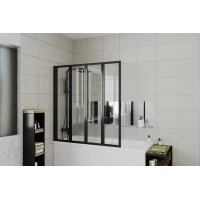 Шторка на ванну Ceruttispa Bouna-B 130 см, профиль черный матовый, стекло прозрачное