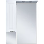 Изображение товара зеркальный шкаф misty терра п-тер02070-011л 69x100,1 см l, с подсветкой, выключателем, белый матовый