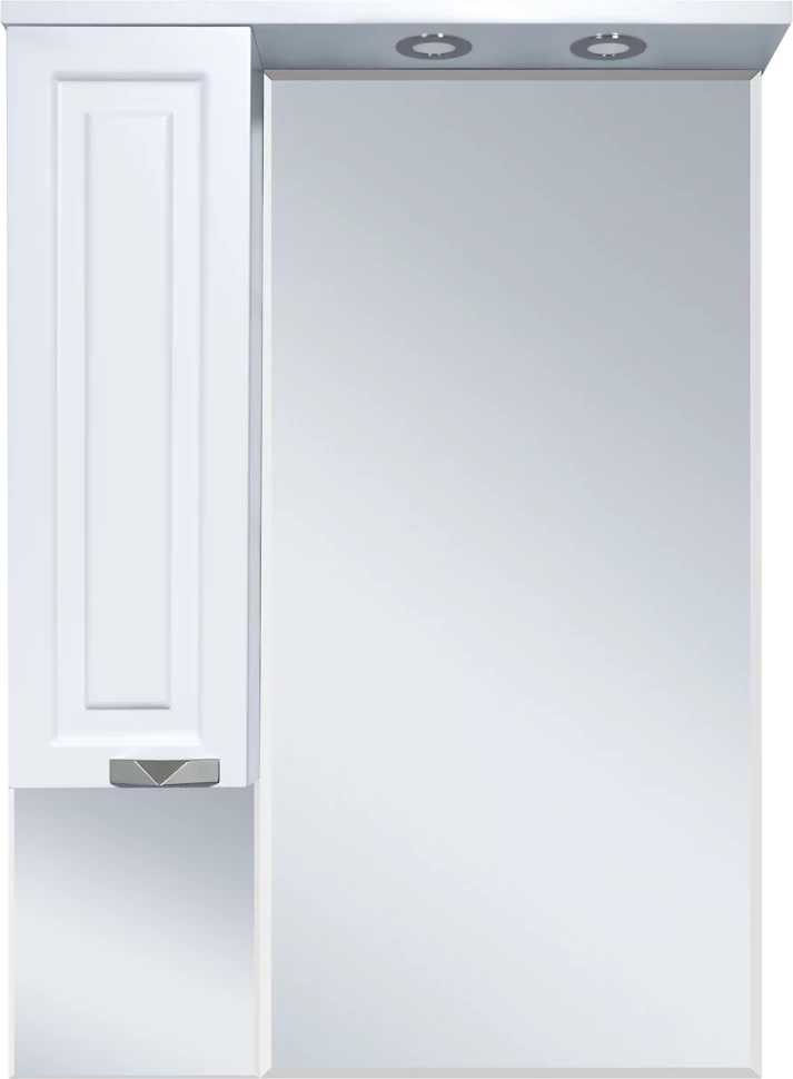 Зеркальный шкаф Misty Терра П-Тер02070-011Л 69x100,1 см L, с подсветкой, выключателем, белый матовый - фото 1