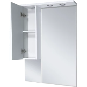 Изображение товара зеркальный шкаф misty терра п-тер02070-011л 69x100,1 см l, с подсветкой, выключателем, белый матовый
