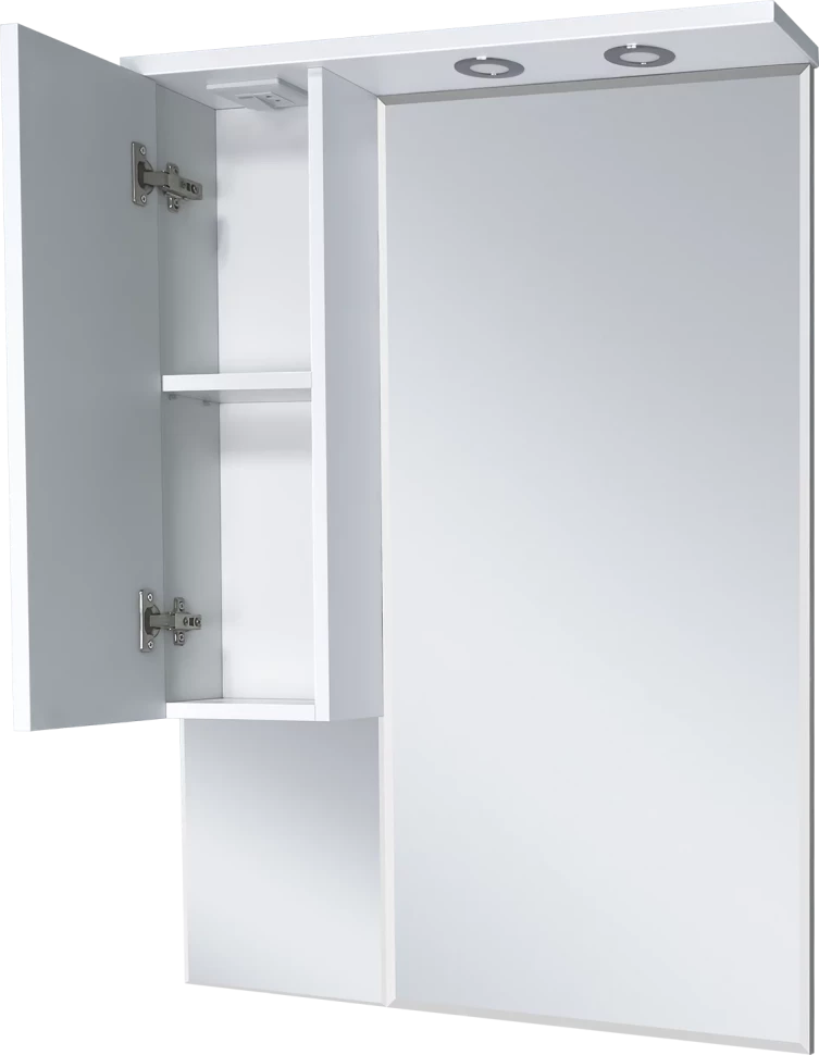 Зеркальный шкаф Misty Терра П-Тер02070-011Л 69x100,1 см L, с подсветкой, выключателем, белый матовый - фото 2