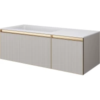 Тумба с раковиной Armadi Art Quatro Cashmere Fuga 790-M2-120-CM-RIB-MG + 793-120-W-A 121 см L, подвесная, кашемир матовый