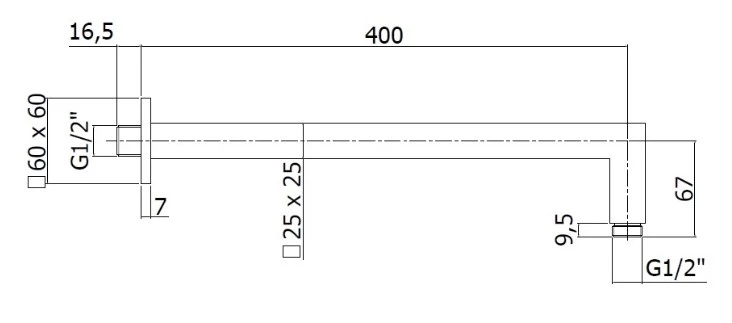 Кронштейн для верхнего душа 400 мм Paffoni Quadro ZSOF063ST - фото 2