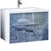 Тумба с раковиной голубой мрамор/белый глянец 74,9 см Marka One Idalgo У72785