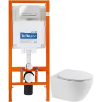 Комплект подвесной унитаз BelBagno Prospero BB507B + BB1055SC + система инсталляции BelBagno BB002-80 + BB005-PR-CHROME