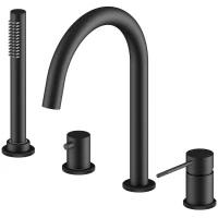 Смеситель на борт ванны Timo Saona 2320/03Y с душевым гарнитуром, черный матовый