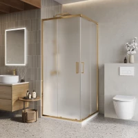 Душевой уголок BelBagno Luce LUCE-A-2-90-P-ORO 90x90 см, профиль золотой, стекло текстурное