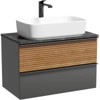 Тумба с раковиной Sancos Delta DL80GR + TT80A1X + CN5021 80 см, подвесная, со столешницей, дуб красный/графит матовый