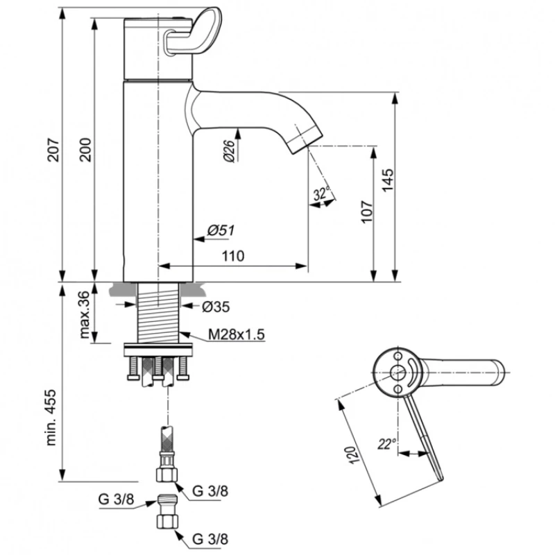 Термостат для раковины без донного клапана Ideal Standard Ceraplus 2.0 A6692AA