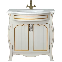 Тумба с раковиной слоновая кость золотая патина 86 см Atoll Ривьера